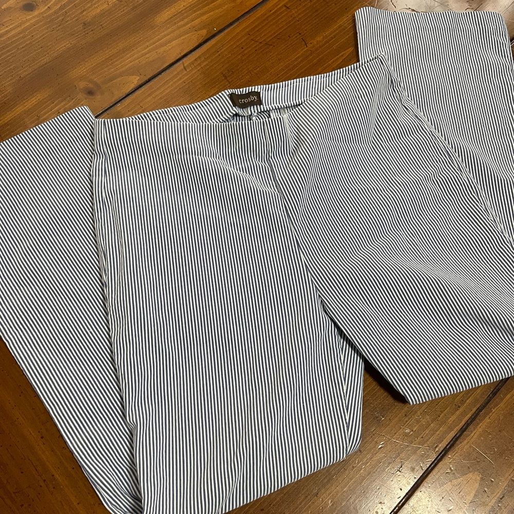 crosby. Black & White Pinstripe Straight-Leg Pants